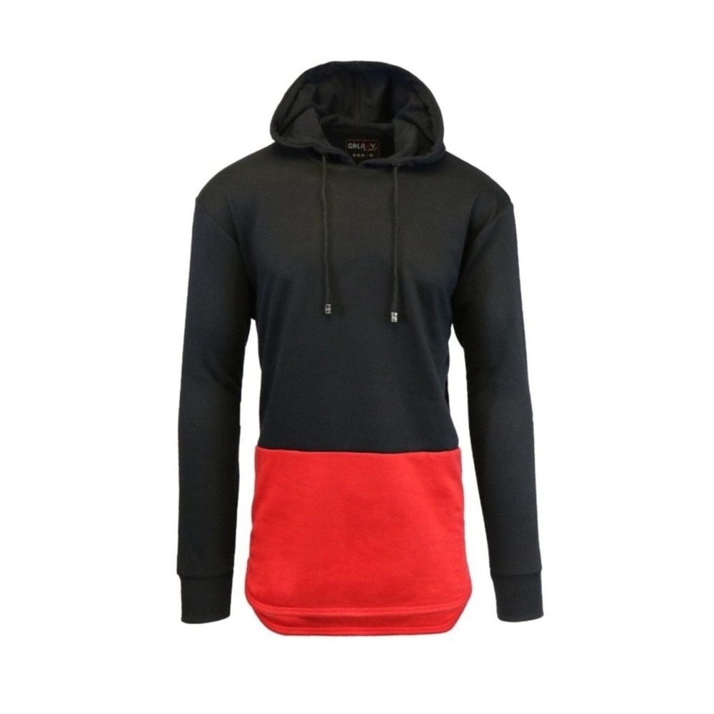NWT Galaxy by Harvic Men's Black & Red Color Block Hoodie w/ Side Zips Size XL